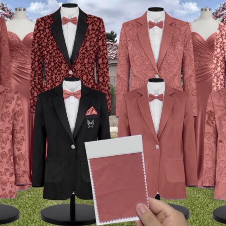 Cinnamon Rose Tulle Suit and Tuxedo – Exact Color Match for Revelry Bridesmaid Dresses