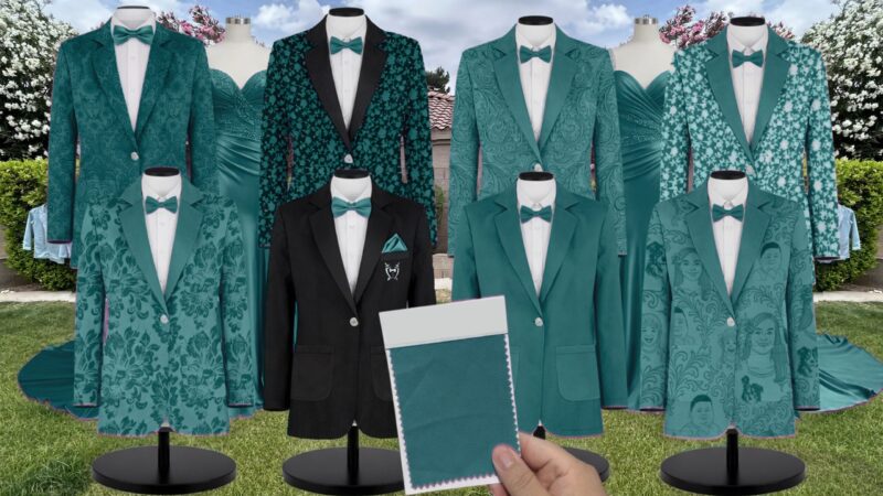 Classic Emerald Satin Suit and Tuxedo – Exact Color Match for Revelry Bridesmaid Dresses
