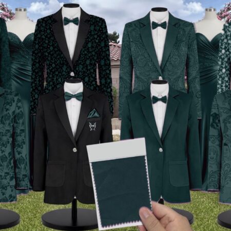 Classic Emerald Chiffon Suit and Tuxedo – Exact Color Match for Revelry Bridesmaid Dresses
