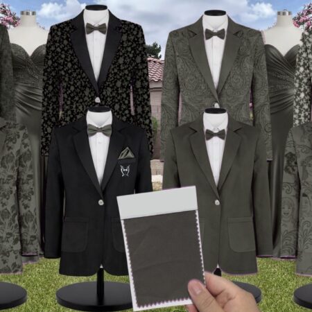 Deep Olive Jacquard Suit and Tuxedo – Exact Color Match for Revelry Bridesmaid Dresses