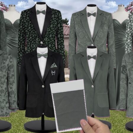 Deep Olive Satin Suit and Tuxedo – Exact Color Match for Revelry Bridesmaid Dresses