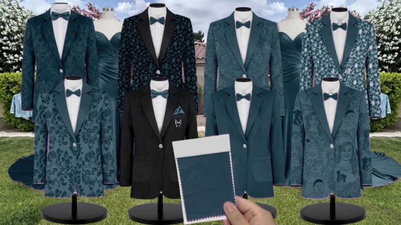 Desert Blue Velvet Suit and Tuxedo – Exact Color Match for Revelry Bridesmaid Dresses