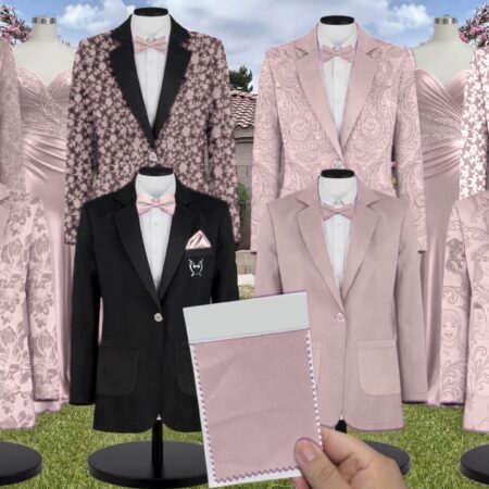 Desert Rose White Vines Suit and Tuxedo – Exact Color Match for Revelry Bridesmaid Dresses