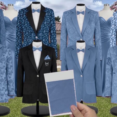 Dusty Blue Tulle Suit and Tuxedo – Exact Color Match for Revelry Bridesmaid Dresses