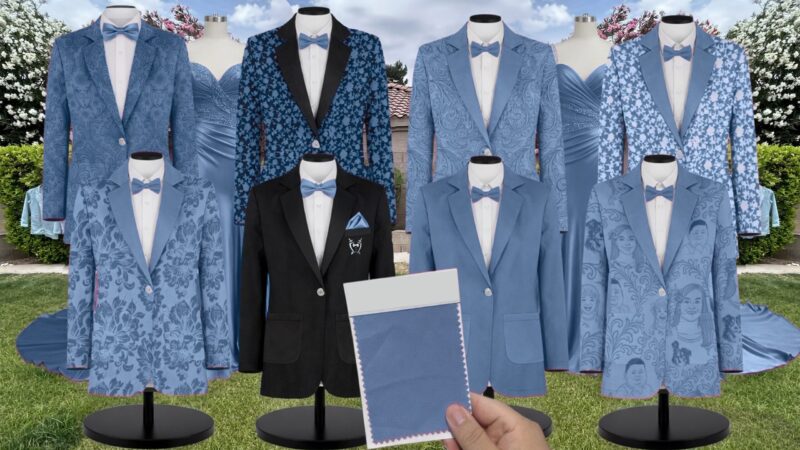 Dusty Blue Tulle Suit and Tuxedo – Exact Color Match for Revelry Bridesmaid Dresses