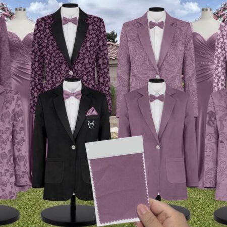 Dusty Purple Chiffon Suit and Tuxedo – Exact Color Match for Revelry Bridesmaid Dresses