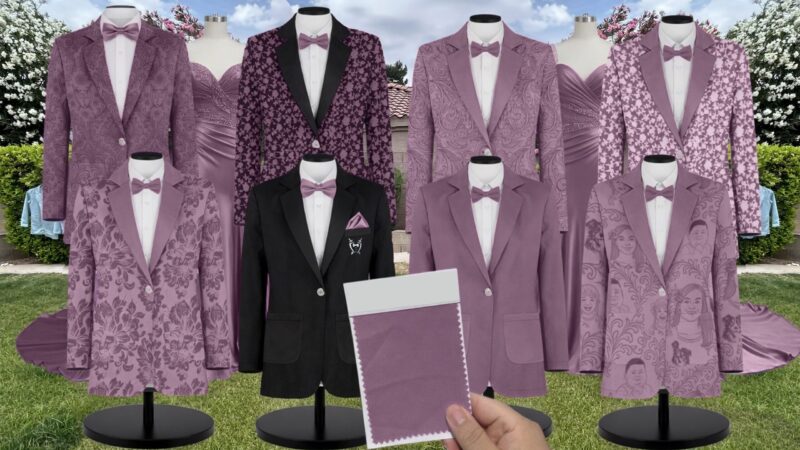 Dusty Purple Chiffon Suit and Tuxedo – Exact Color Match for Revelry Bridesmaid Dresses