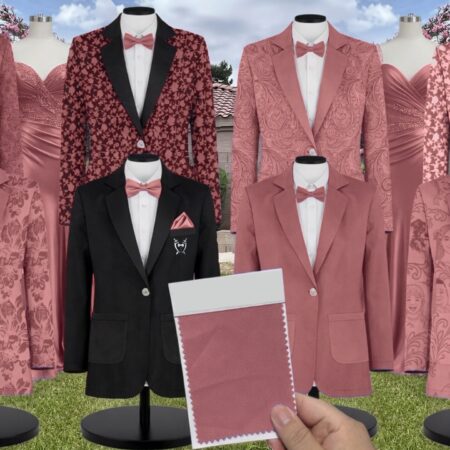 Dusty Rose Crepe Suit and Tuxedo – Exact Color Match for Revelry Bridesmaid Dresses