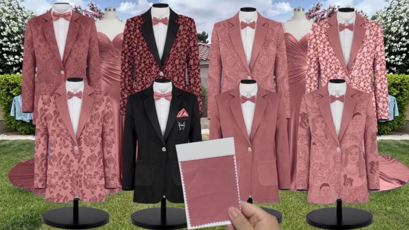 Dusty Rose Crepe Suit and Tuxedo – Exact Color Match for Revelry Bridesmaid Dresses