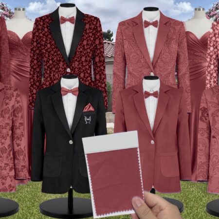Dusty Rose Velvet Suit and Tuxedo – Exact Color Match for Revelry Bridesmaid Dresses
