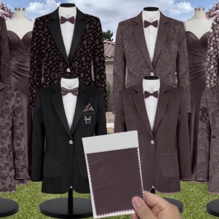 Espresso Shrubbery Suit and Tuxedo – Exact Color Match for Revelry Bridesmaid Dresses