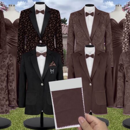 Espresso Crepe Suit and Tuxedo – Exact Color Match for Revelry Bridesmaid Dresses