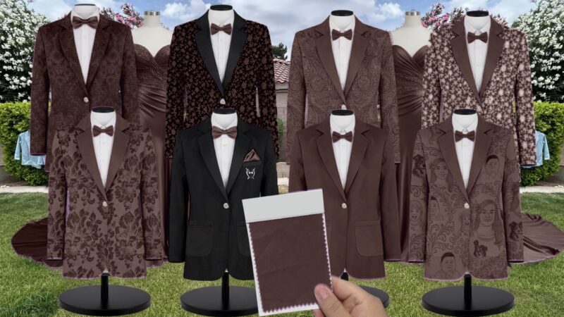 Espresso Crepe Suit and Tuxedo – Exact Color Match for Revelry Bridesmaid Dresses