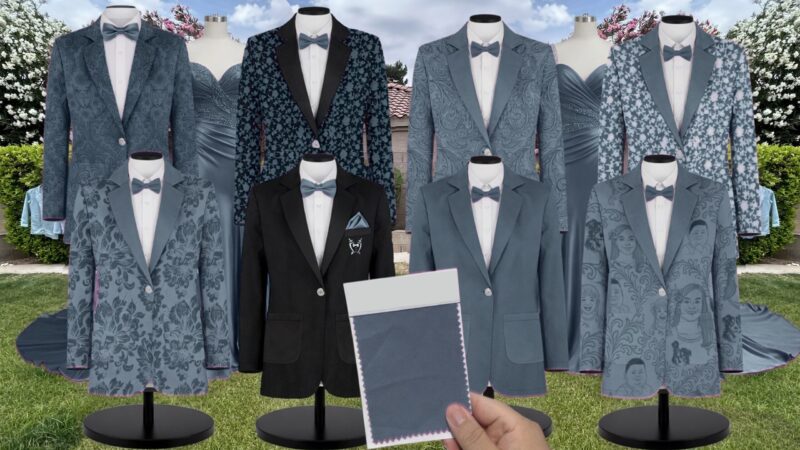 Eucalyptus Satin Suit and Tuxedo – Exact Color Match for Revelry Bridesmaid Dresses