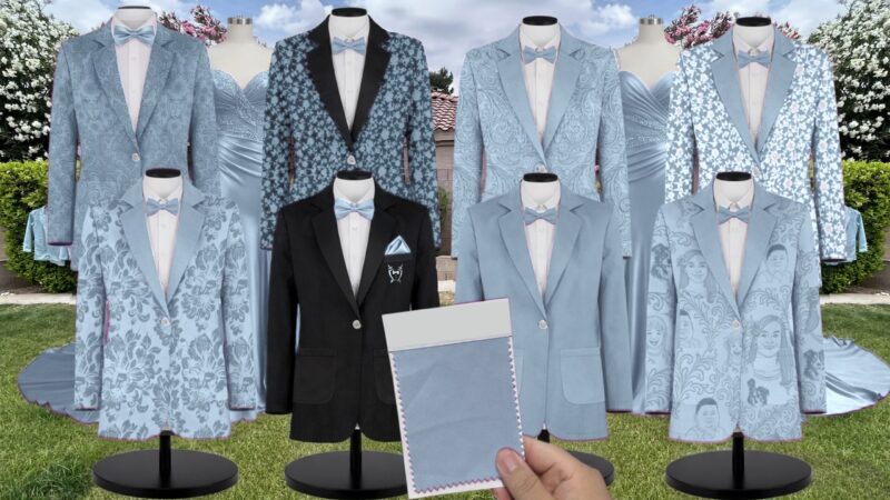 French Blue Tulle Suit and Tuxedo – Exact Color Match for Revelry Bridesmaid Dresses