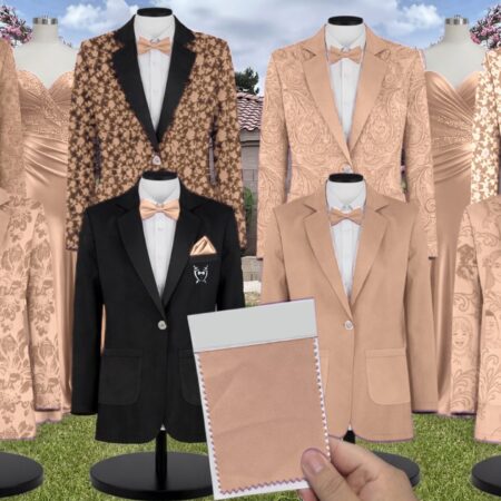 Gold Champagne Velvet Suit and Tuxedo – Exact Color Match for Revelry Bridesmaid Dresses