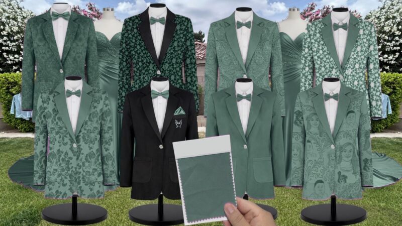 Greenery Tulle Suit and Tuxedo – Exact Color Match for Revelry Bridesmaid Dresses