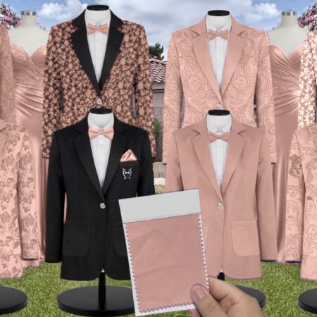Honey Beige Satin Suit and Tuxedo – Exact Color Match for Revelry Bridesmaid Dresses