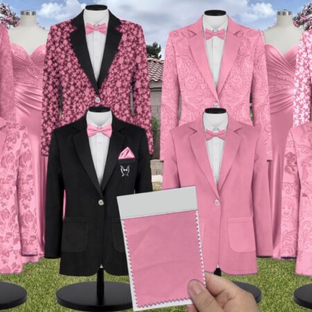 Hot Pink Satin Suit and Tuxedo – Exact Color Match for Revelry Bridesmaid Dresses