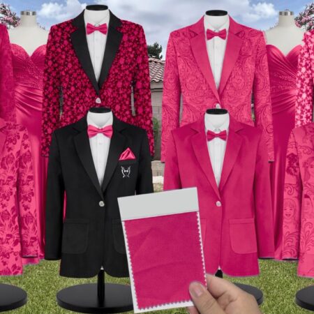 Hot Pink Tulle Suit and Tuxedo – Exact Color Match for Revelry Bridesmaid Dresses