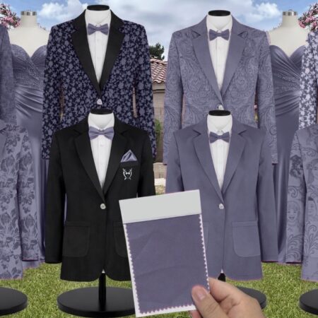 Indie Blue Jacquard Suit and Tuxedo – Exact Color Match for Revelry Bridesmaid Dresses