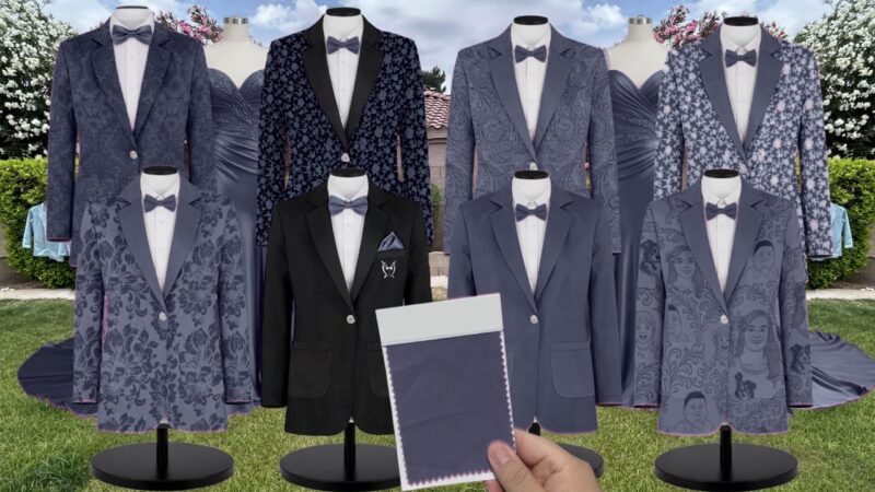 Indie Blue Velvet Suit and Tuxedo – Exact Color Match for Revelry Bridesmaid Dresses