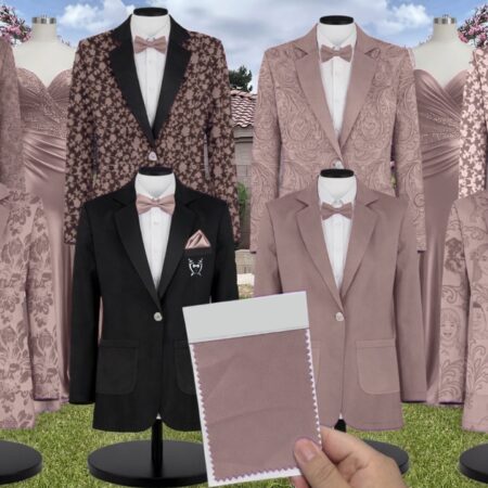 Latte Chiffon Suit and Tuxedo – Exact Color Match for Revelry Bridesmaid Dresses