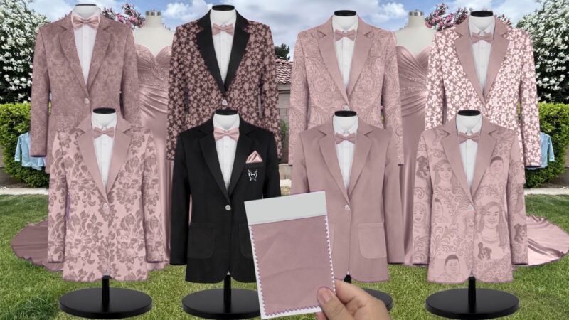Latte Crepe Suit and Tuxedo – Exact Color Match for Revelry Bridesmaid Dresses