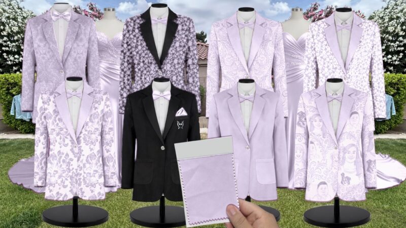 Light Lavender Chiffon Suit and Tuxedo – Exact Color Match for Revelry Bridesmaid Dresses