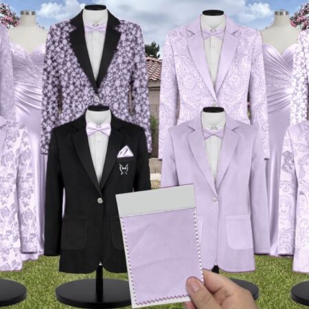Light Lavender Crepe Suit and Tuxedo – Exact Color Match for Revelry Bridesmaid Dresses
