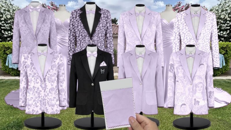 Light Lavender Crepe Suit and Tuxedo – Exact Color Match for Revelry Bridesmaid Dresses