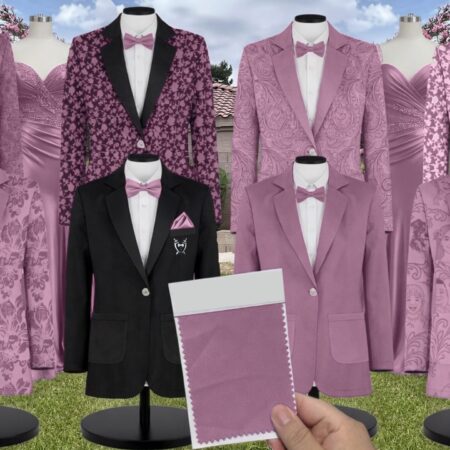 Lilac Satin Suit and Tuxedo – Exact Color Match for Revelry Bridesmaid Dresses
