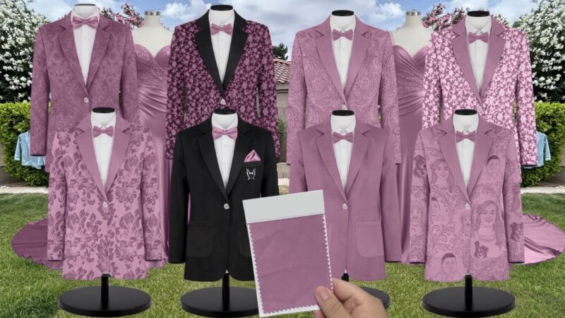 Lilac Satin Suit and Tuxedo – Exact Color Match for Revelry Bridesmaid Dresses