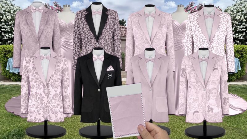 Lilac Crepe Suit and Tuxedo – Exact Color Match for Revelry Bridesmaid Dresses