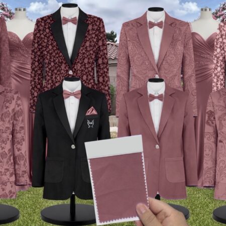 Mahogany Satin Suit and Tuxedo – Exact Color Match for Revelry Bridesmaid Dresses