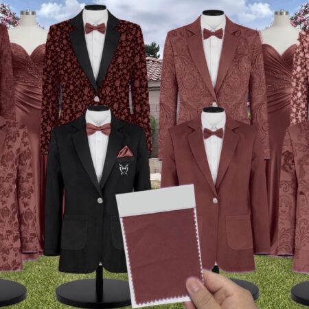 Mahogany Velvet Suit and Tuxedo – Exact Color Match for Revelry Bridesmaid Dresses