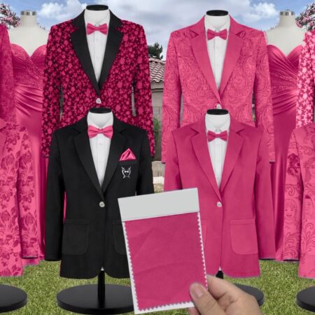 Malibu Pink Tulle Suit and Tuxedo – Exact Color Match for Revelry Bridesmaid Dresses