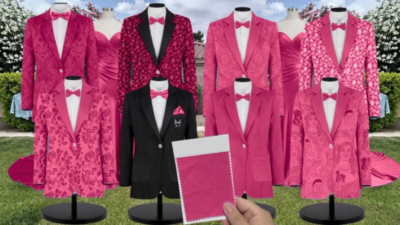 Malibu Pink Tulle Suit and Tuxedo – Exact Color Match for Revelry Bridesmaid Dresses