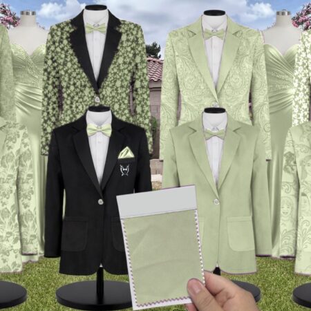 Matcha Chiffon Suit and Tuxedo – Exact Color Match for Revelry Bridesmaid Dresses