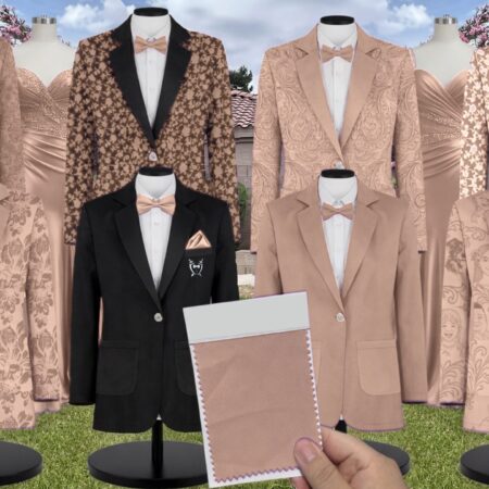 Matte Champagne Sequin Suit and Tuxedo – Exact Color Match for Revelry Bridesmaid Dresses