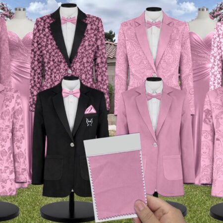 Mauve Pink Satin Suit and Tuxedo – Exact Color Match for Revelry Bridesmaid Dresses