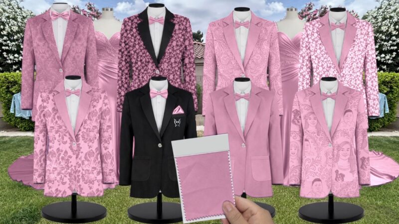 Mauve Pink Satin Suit and Tuxedo – Exact Color Match for Revelry Bridesmaid Dresses