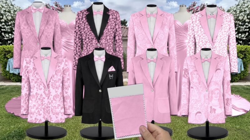 Mauve Pink Chiffon Suit and Tuxedo – Exact Color Match for Revelry Bridesmaid Dresses