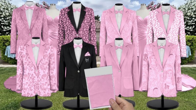 Mauve Pink Crepe Suit and Tuxedo – Exact Color Match for Revelry Bridesmaid Dresses