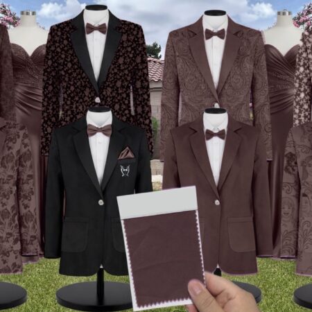Mocha Sequin Suit and Tuxedo – Exact Color Match for Revelry Bridesmaid Dresses