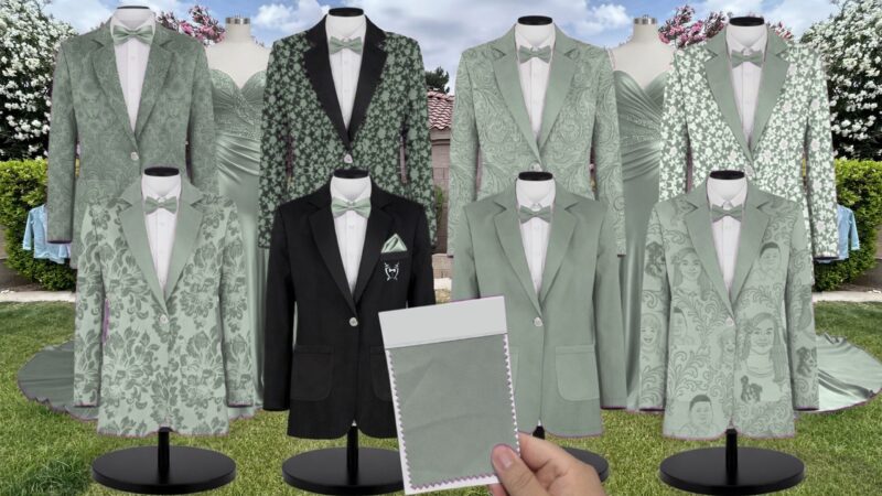 Moss Crepe Suit and Tuxedo – Exact Color Match for Revelry Bridesmaid Dresses