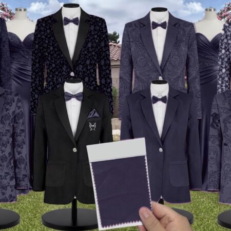 Navy Blue Crepe Suit and Tuxedo – Exact Color Match for Revelry Bridesmaid Dresses