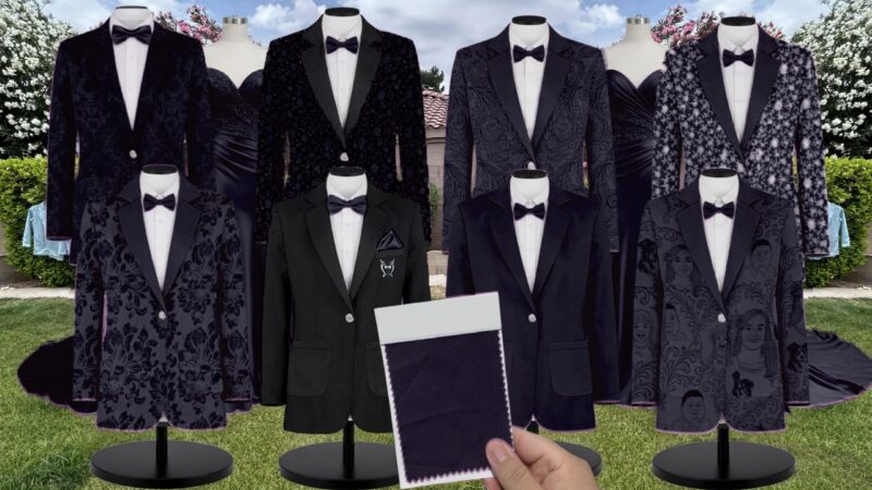 Navy Blue Velvet Suit and Tuxedo – Exact Color Match for Revelry Bridesmaid Dresses