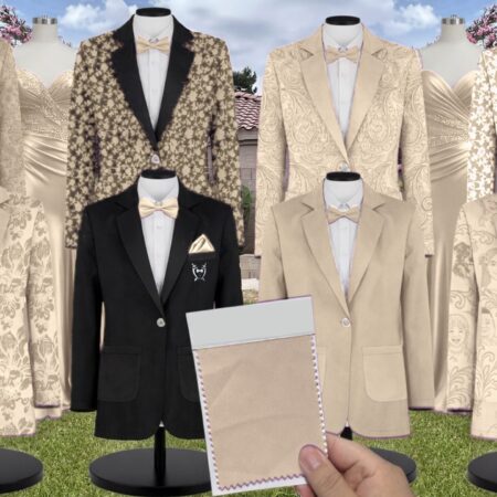 Pale Yellow Satin Suit and Tuxedo – Exact Color Match for Revelry Bridesmaid Dresses