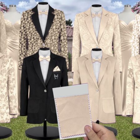 Pale Yellow Crepe Suit and Tuxedo – Exact Color Match for Revelry Bridesmaid Dresses